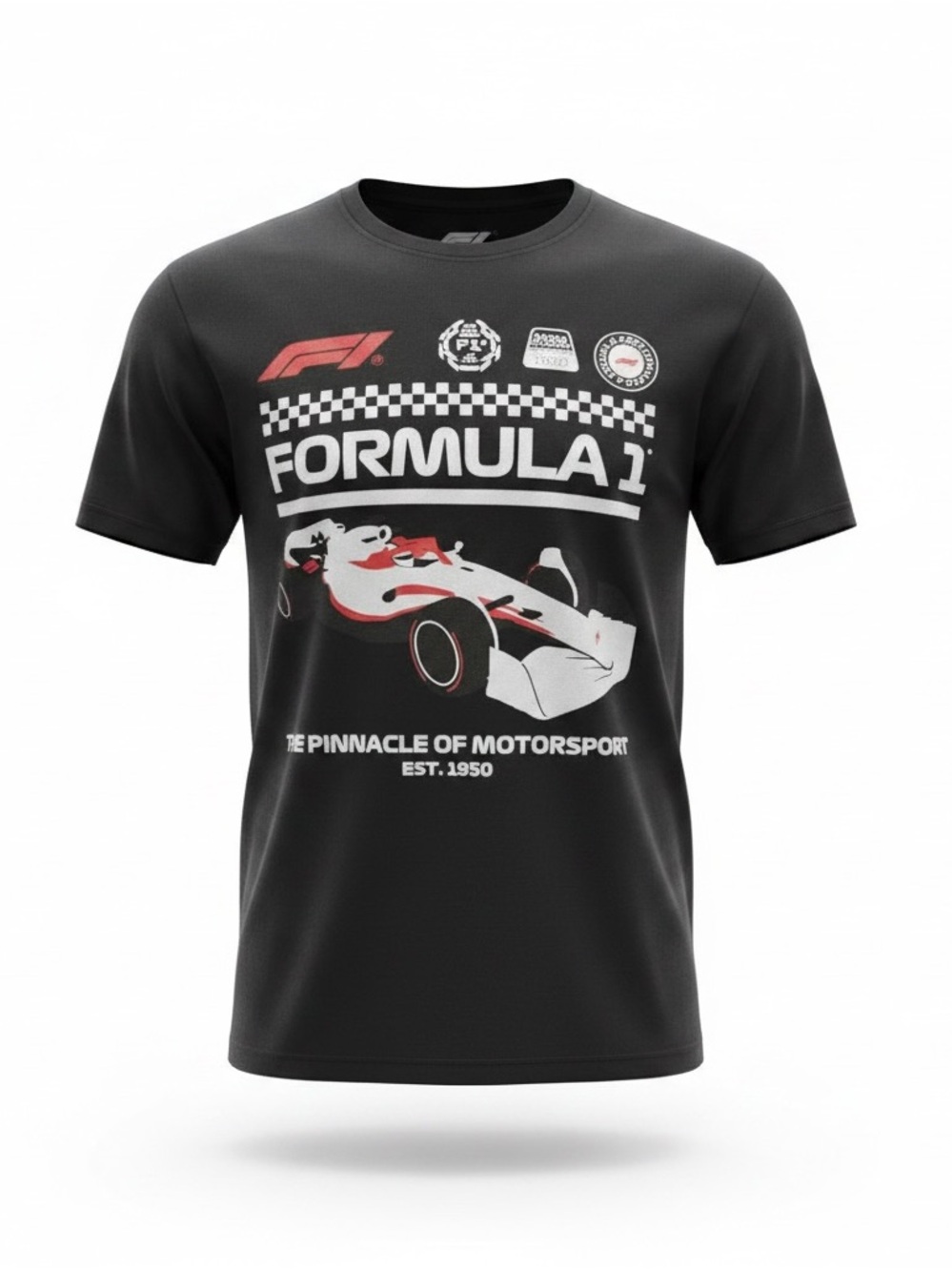 Hybrid Apparel Black Formula 1 Graphic Tee with Red Accents